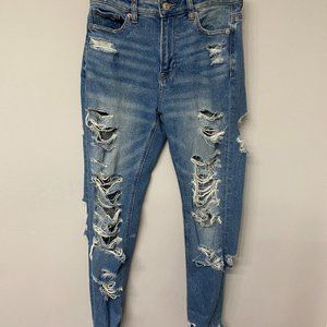 American Eagle High Rise Ripped Mom Jean